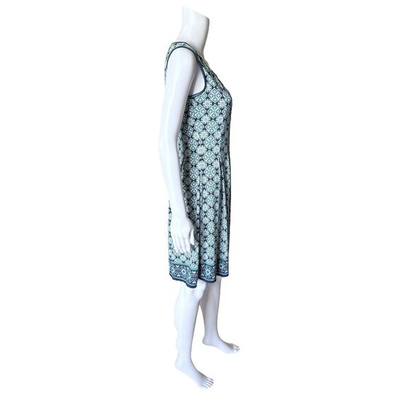 MAX STUDIO Womens Size Small Sleeveless Boho Tribal Print Pleated Sun Dress - Picture 3 of 9